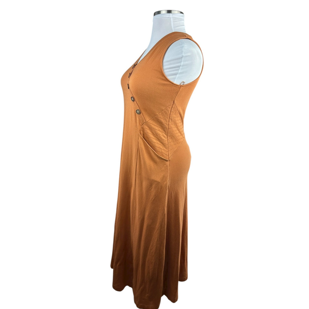 Soft Surroundings Rust Orange Maxi Dress Sleeveless Button Front Pockets Medium - Picture 10 of 14